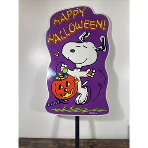 Vintage‎ Peanuts Snoopy Happy Halloween Yard Sign 1999 Impact Plastics 26"x15"